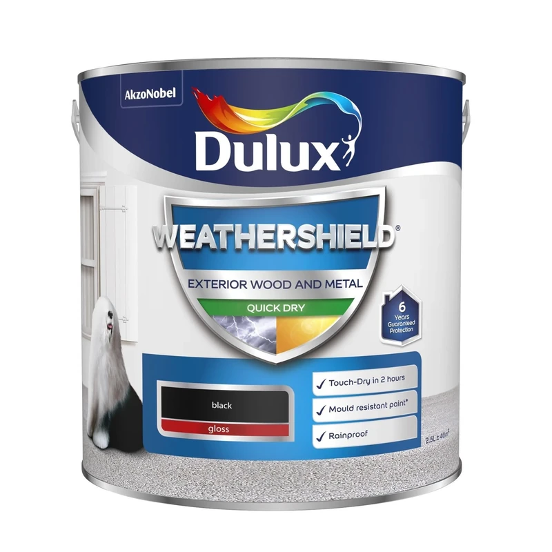 Dulux Weather Shield Quick Dry Gloss Paint, 2.5 L - Black