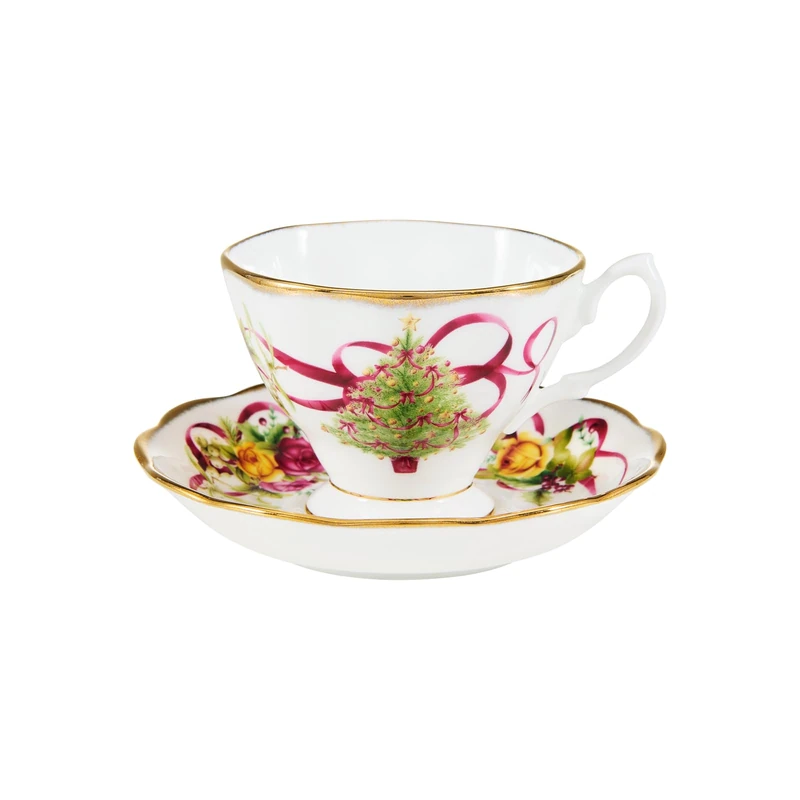 OCR Xmas Tree Teacup & Saucer Set 2PCS, Large
