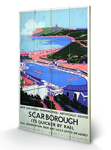 Pyramid International Scarborough 10 Wood Print, Multi-Colour, 45 x 76 x 1.3 cm