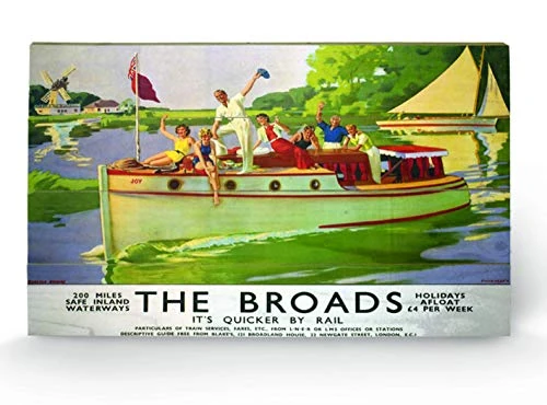 Pyramid International Norfolk Broads Wood Print, Multi-Colour, 45 x 76 x 1.3 cm