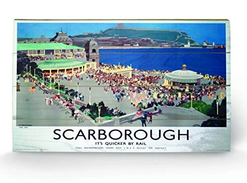 Pyramid International Scarborough 3 Wood Print, Multi-Colour, 45 x 76 x 1.3 cm