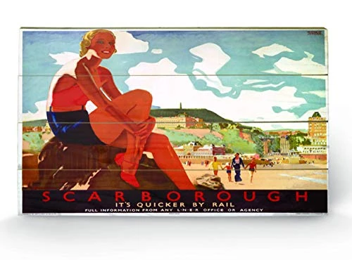 Pyramid International Scarborough 4 Wood Print, Multi-Colour, 45 x 76 x 1.3 cm