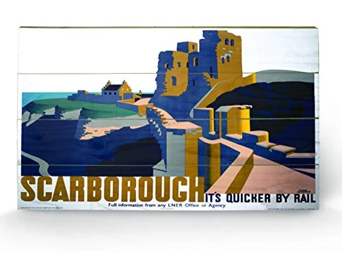 Pyramid International Scarborough 6 Wood Print, Multi-Colour, 45 x 76 x 1.3 cm