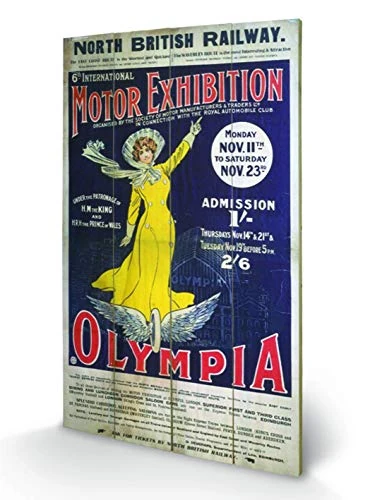 Pyramid International London Olympia Wood Print, Multi-Colour, 45 x 76 x 1.3 cm