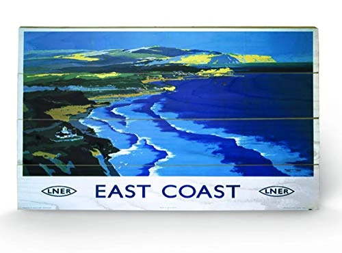 Pyramid International East Coast Wooden Wall Art, multicoloured, 45 x 76 cm