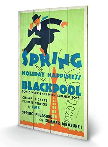 Pyramid International Blackpool 4 Wood Print, Multi-Colour, 45 x 76 x 1.3 cm