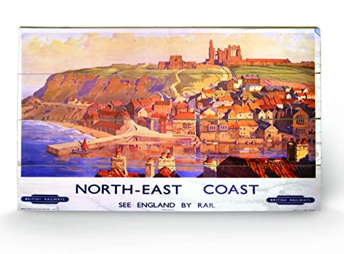 Pyramid International North East Coast Wood Print, Multi-Colour, 45 x 76 x 1.3 cm