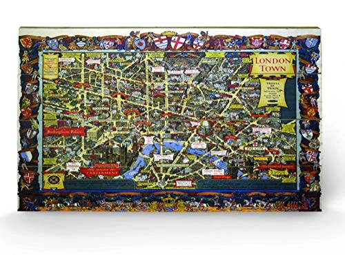 Pyramid International London 5 Wood Print, Multi-Colour, 45 x 76 x 1.3 cm