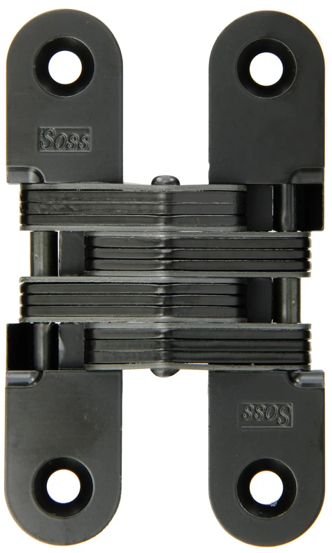 SOSS 216US19 Mortise Mount Invisible Hinge with 4 Holes, Zinc, Black E-Coated Finish, 4-5/8" Leaf Height, 1" Leaf Width, 1-7/16" Leaf Thickness, 14 x 1-1/2" Screw Size