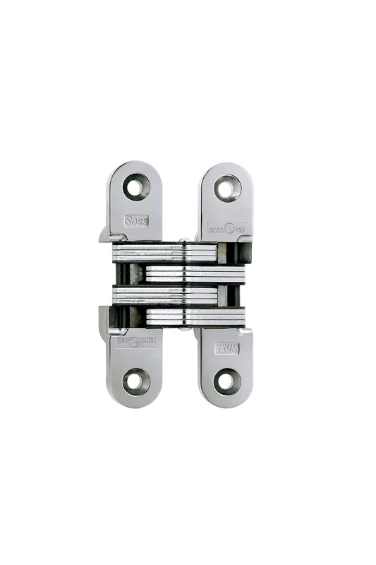 SOSS 216 Zinc Invisible Hinge with Holes for Wood or Metal Applications, Bright Chrome Exterior Finish