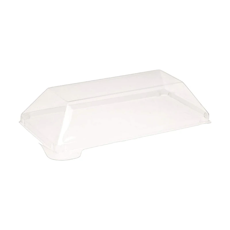 Clear Recyclable Lid for 210KLAR1365L (Case of 200), PacknWood - Recyclable Plate Cover for (210KLAR1365) Klarity Trays (5.3" x 2.5" x 1.5") 210KLARL1365L - Image 1