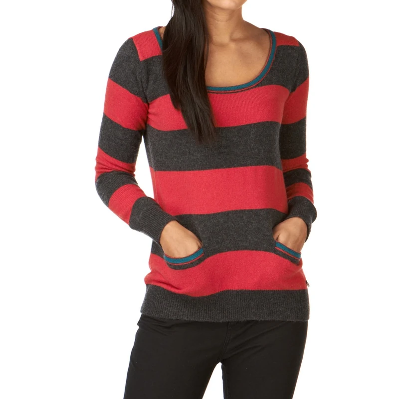 Lee Stripe Crew Knit Women's Jumper Pomegranate Small - Image 1