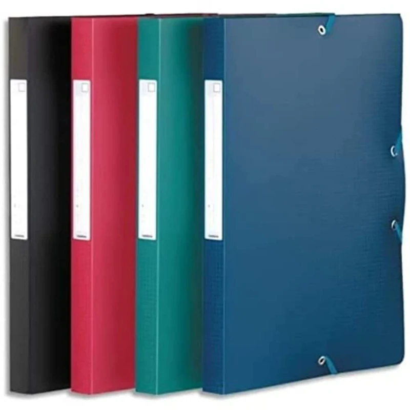 Elba Memphis 100200557 Elasticated Document Holders with 3 Flaps and 2.5 cm Spine Set of 12 7/10th Polypropylene Assorted Colours