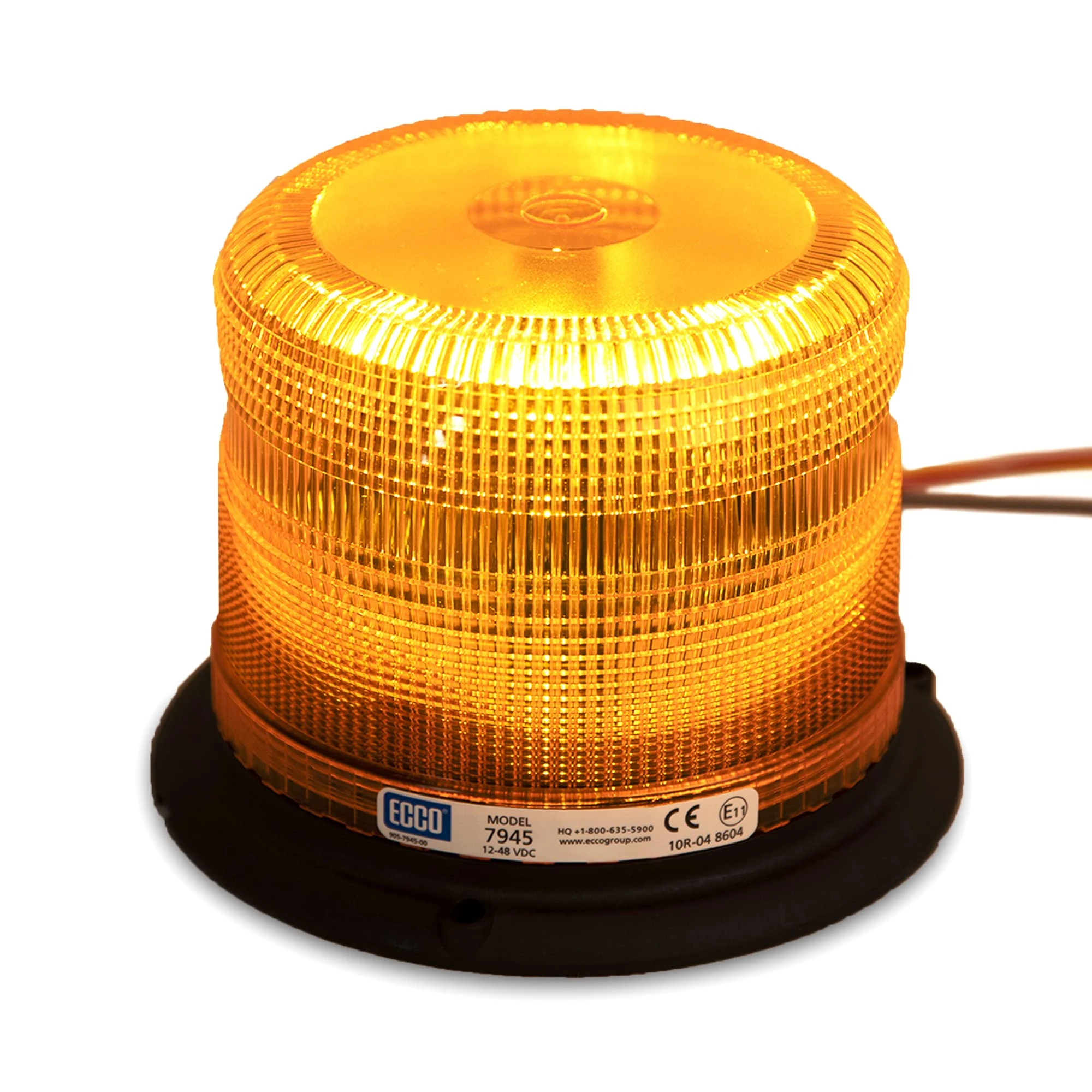ECCO LED Beacon 6.5 Inch LED Beacon Warning Flash Amber Light High-Intensity 3 Bolt Mount 12V 48V 11 Flash Patterns for Industrial Vehicles Applications Tractor Forklift Excavator, 5 Year Warranty
