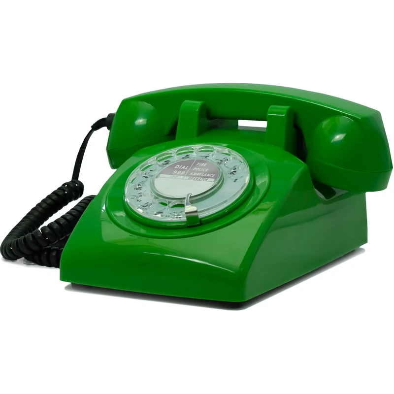 Opis Technology 60s Cable – Green Rotary Dial Telephone, Vintage Retro Corded Landline Phone, UK Compatible