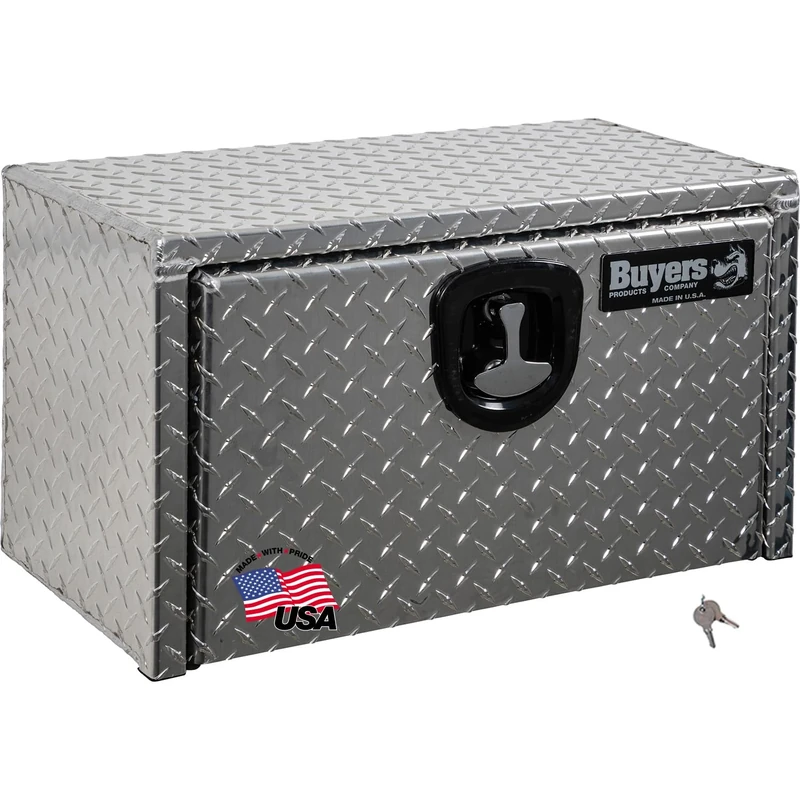 Buyers Products Diamond Tread Aluminum Underbody Truck Box w/T-Handle Compression Latch (14x12x24 Inch)