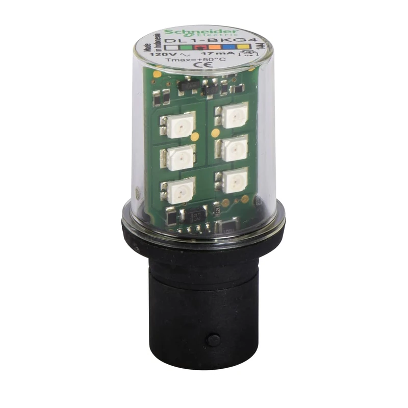Schneider Electric DL1BKG4 Flashing LED Lamp 120V Red, Flashing Led, 120 Vac Red