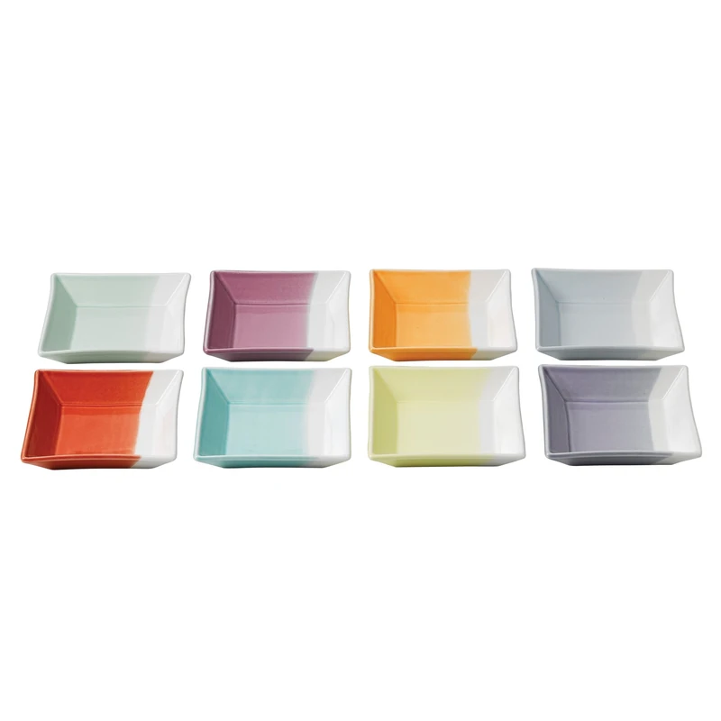 Royal Doulton 1815 1815TW25567 12cm Square Tray Mixed Set of 8, Porcelain, Brights