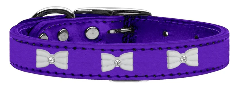 Mirage Manhattan Dog Collar, Light Blue Stones, 16-inch, White