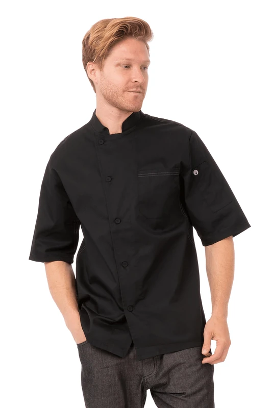 Chef Works B872-XL Valais Signature Series Unisex Chefs Jacket, X-Large, Black