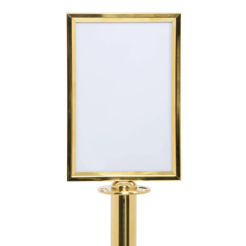 Securit A4 Portrait Barrier Post Top Sign Holder - Gold