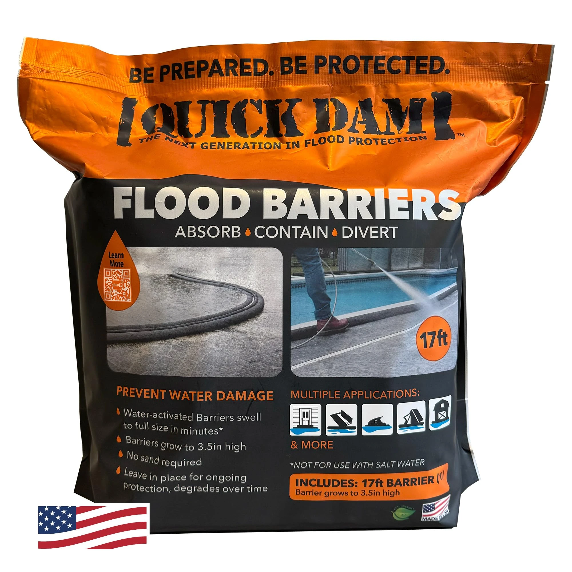 Quick Dam QD617-1 Flood Barriers, Black, 1 Pack