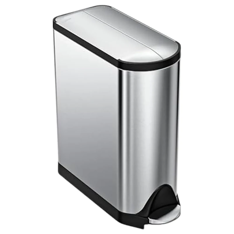simplehuman CW1897 45L Slim Butterfly Kitchen Pedal Bin, Strong Steel Pedal, Silent Soft Close Lid, Stay-Open Lid, Non-Skid Base, Fingerprint-Proof, Inner Bucket, Brushed Stainless Steel
