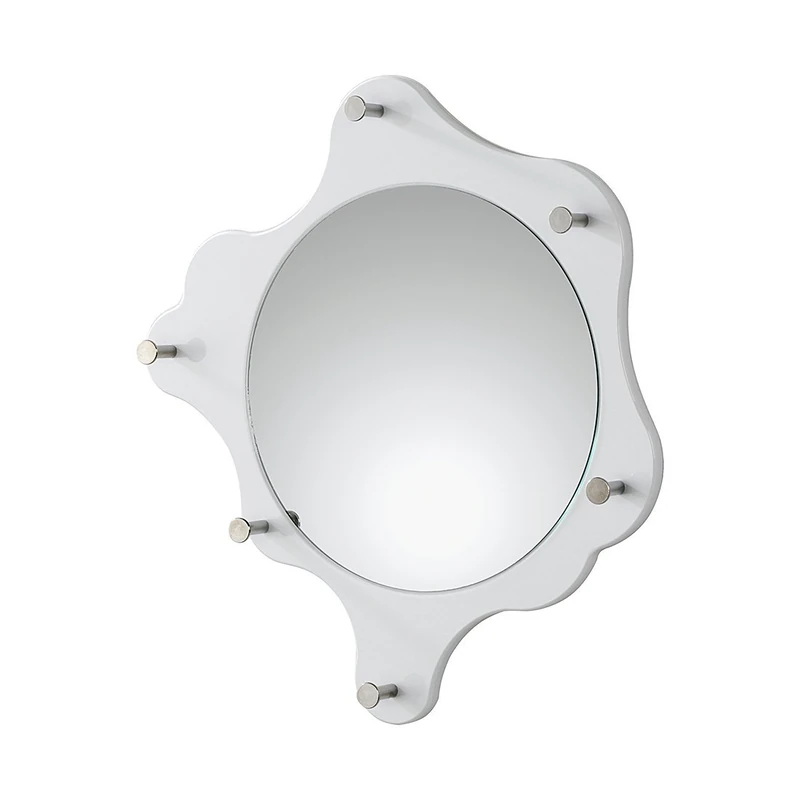 HAKU Modern Wardrobe - White MDF with Chrome Mirror - 56 cm