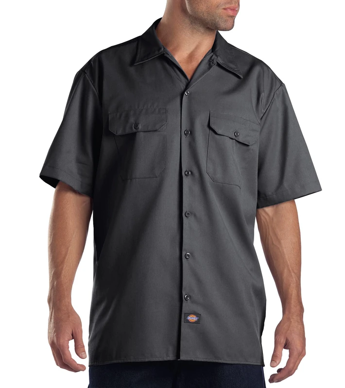 Dickies Men's Short Sleeve Work Shirt Big and Tall Button, Charcoal, XXL - Image 1