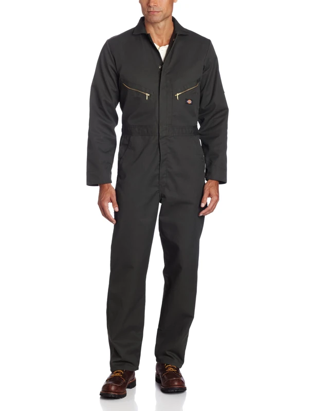 Dickies Men's 7 1/2 Ounce Twill Deluxe Long Sleeve Coverall, Olive Green, Large