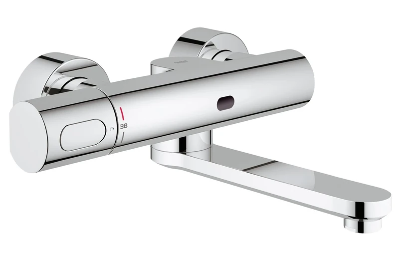 GROHE Eurosmart Ce Touchless Thermostatic Basin Mixer with Infrared Sensor Technology, Chrome Water-Saving Tap, 187mm Swivel Cast Spout, 36333000