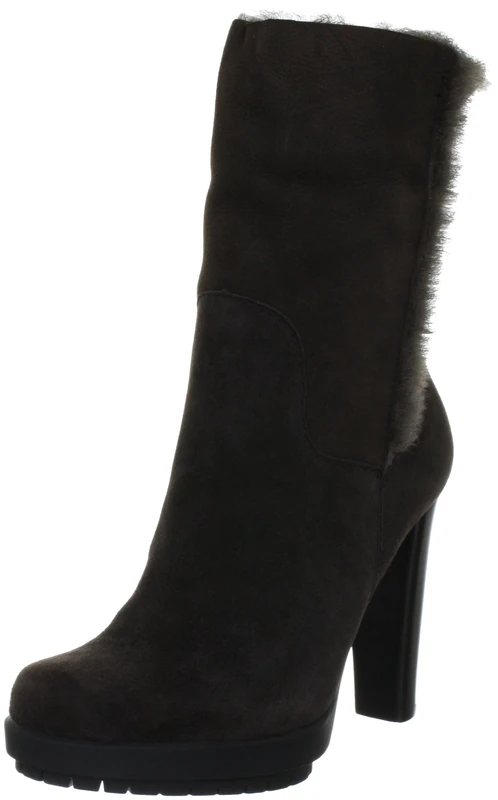 Calvin Klein Ava Kid Suede/Shearling Womens Boots Dark Brown 3 UK, 36 EU - Image 1