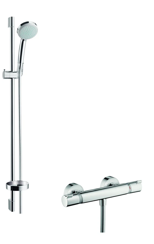 hansgrohe Croma 100 Shower system Vario with Ecostat Comfort thermostatic mixer and shower rail 90 cm