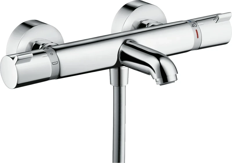 hansgrohe thermostatic bath mixer for exposed installation Ecostat Comfort, bath thermostat for 2 functions, chrome, 13114000