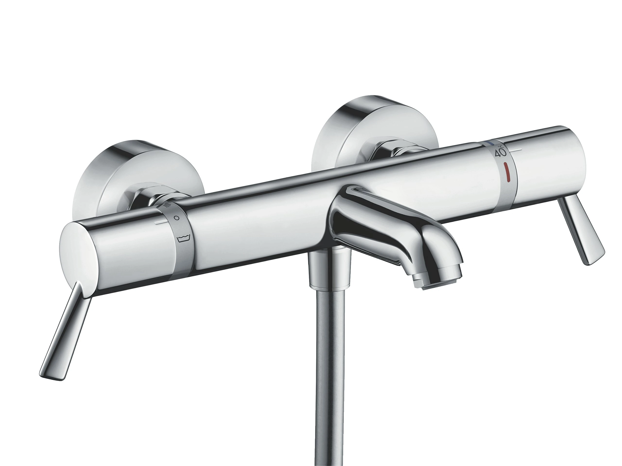 Hansgrohe Ecostat Thermostatic Bath Mixer Comfort Care with Extra Long Handles, Chrome, 13115000