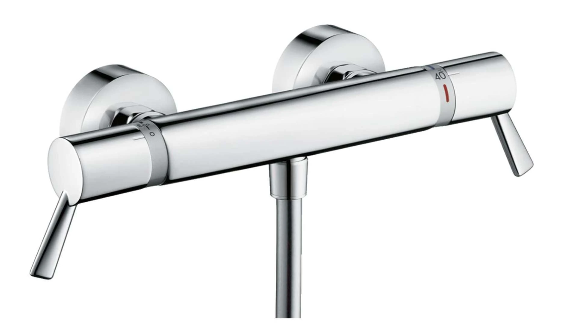 hansgrohe Ecostat Comfort Care - Shower Thermostat Exposed, Thermostatic Shower Mixer with Safety Stop at 40 °C, Mixer tap for Showers, 1 Function, Chrome, 13117000