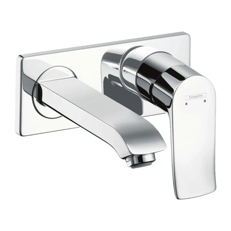 hansgrohe Metris wall-mounted basin mixer tap, 165 mm spout, chrome