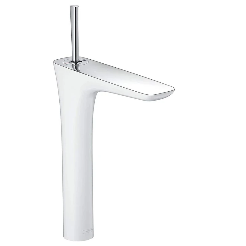 hansgrohe PuraVida basin mixer tap 200 with push open waste, white/chrome 15081400
