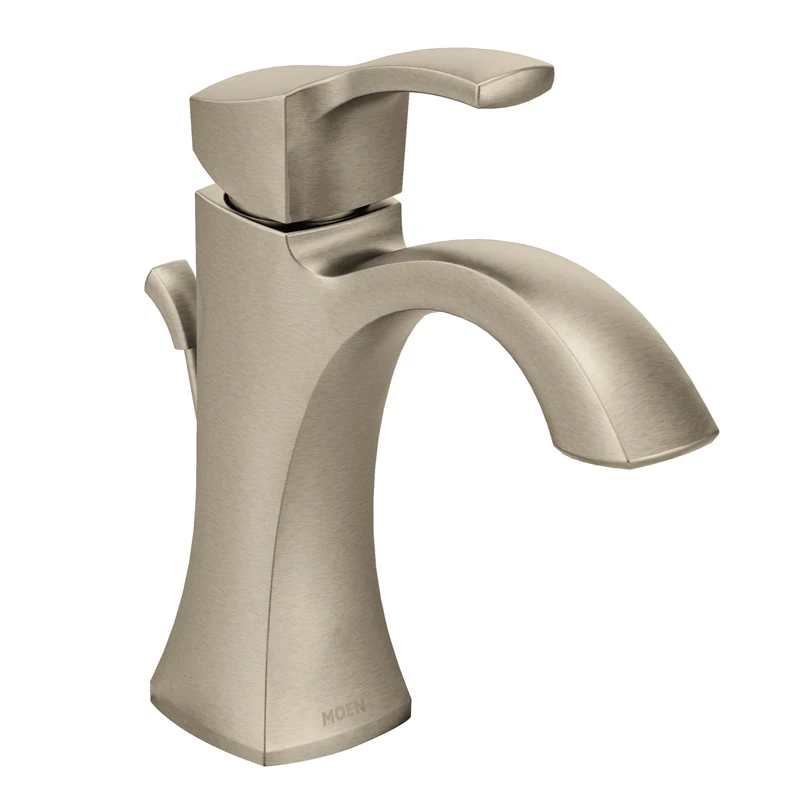 Moen 6903BN Voss One-Handle High-Arc Bathroom Faucet with Drain Assembly, Brushed Nickel - Image 1