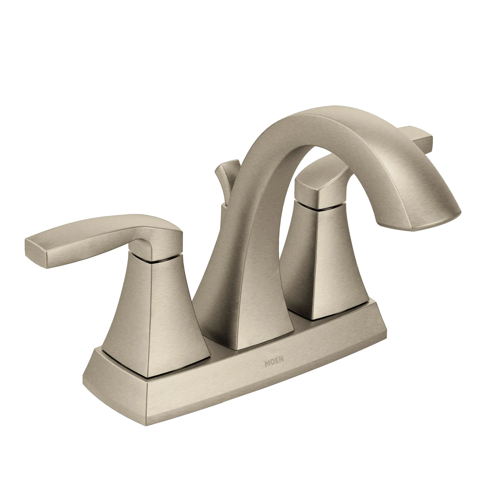 Moen 6901BN Voss Two-Handle High-Arc Centerset Bathroom Faucet with Drain Assembly, Brushed Nickel