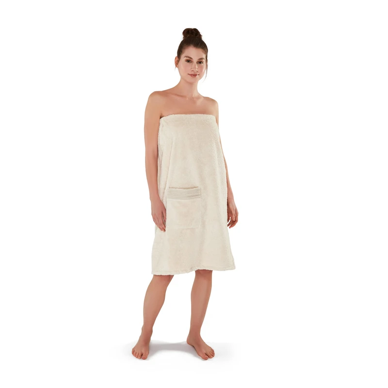 möve Wellness kilt with chenille piping in size 48 / 56 made of 100 % cotton (Spinair), nature