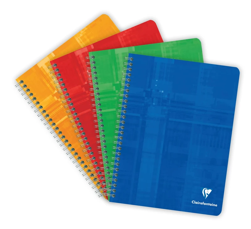 Clairefontaine 68721C - Set of 10 Spiral Notebooks - Size: 17x22 cm - 100 Seyes Ruled Pages - White Paper 90 g - Laminated Card Covers - Random Colours