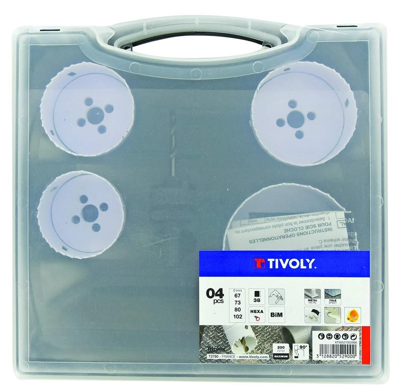 Tivoly XT50527052900 Bi-Metal Hole Saw Set, White, Large - Image 1