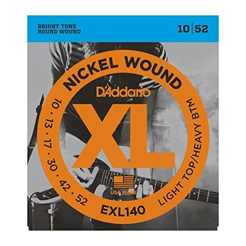 D'Addario EXL140 light top heavy bottom 10-52 electric guitar strings (2 PACKS)