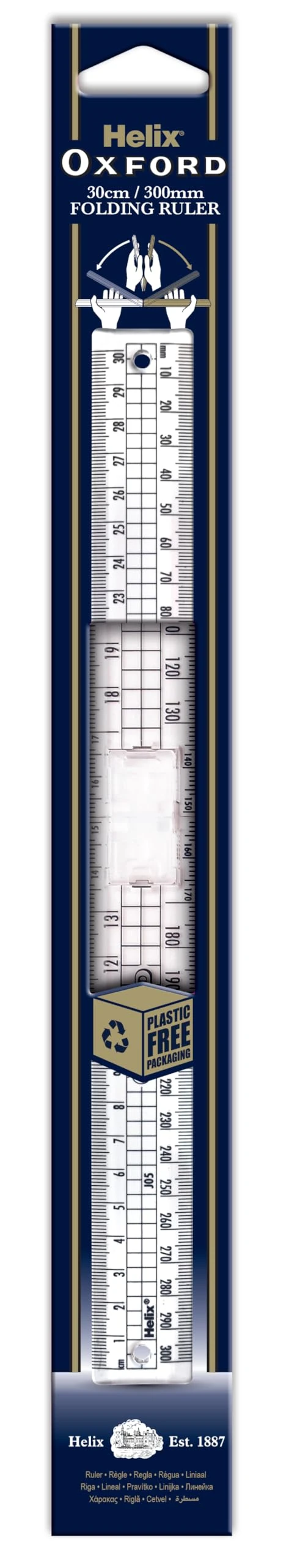 Helix Oxford 30cm Folding Ruler, Oxford Blue