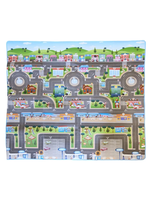 Prince Lionheart Play Mat | Double-Sided | Interactive Illustrations | Small World Play | Tummy Time | Waterproof | Wipe Clean | Indoor & Outdoor | Durable | 1.76m x 1.98m - City & Farm Design