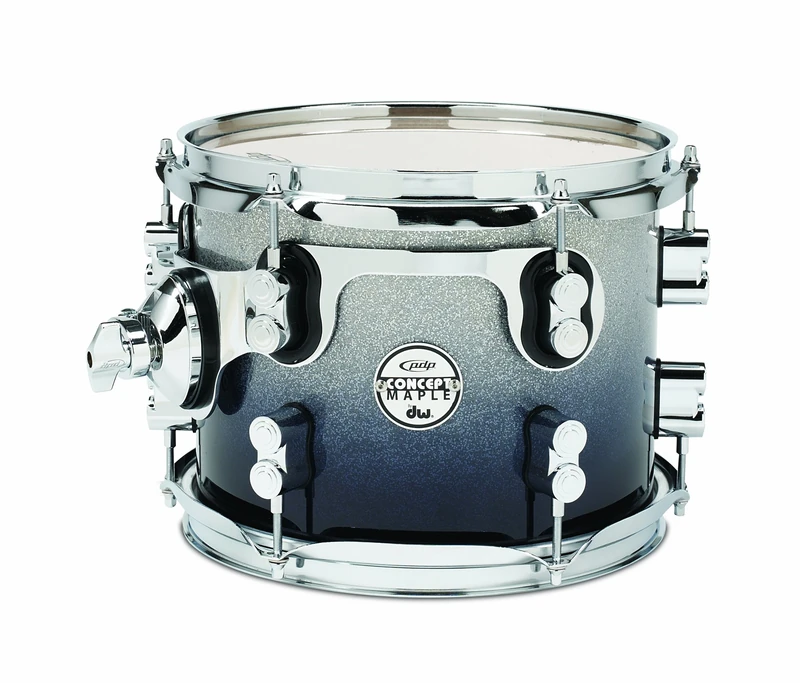 Pacific Drums Concept Maple Tom, 10" x 8", Silver to Black Fade Lacquer | Features a European Maple shell, innovative DW drum hardware, and more