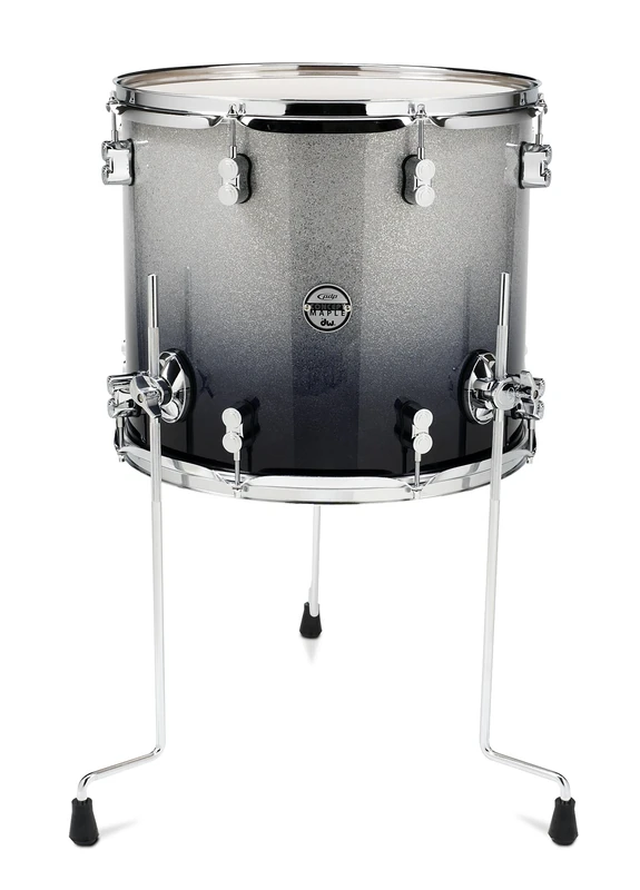 Pacific Drums Concept Maple Floor Tom, 16" x 14", Silver to Black Fade Lacquer | Features a European Maple shell, innovative DW drum hardware, and more