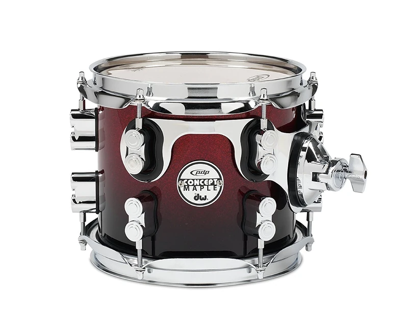 PDP Concept Maple Tom, 8" x 7", Red to Black Fade Lacquer