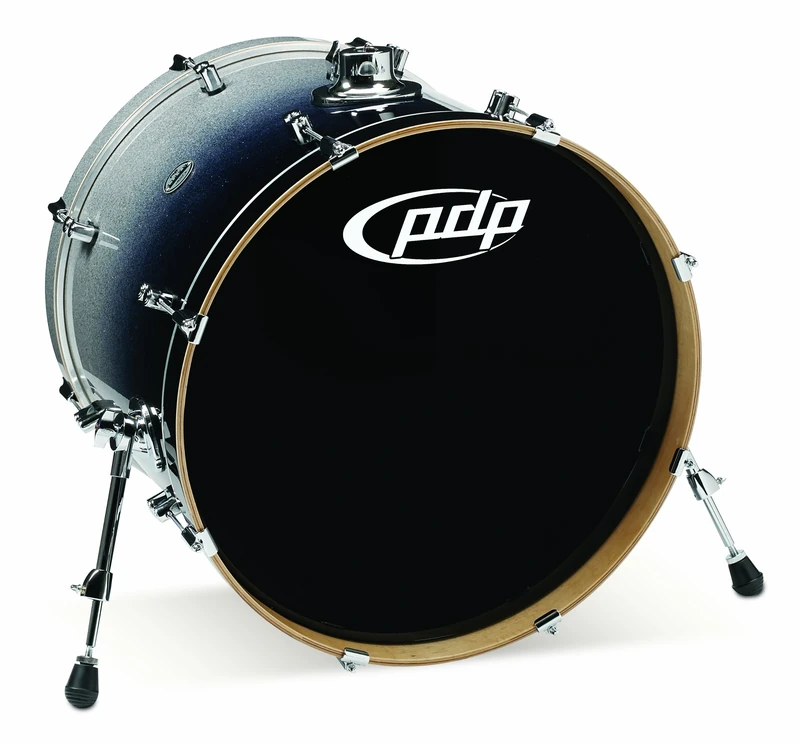 Pacific Drums Concept Maple Bass Drum, 22" x 18", Silver to Black Fade Lacquer | Features a European Maple shell and innovative DW drum hardware